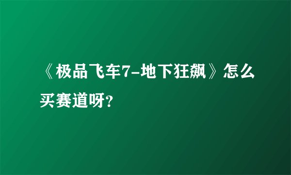《极品飞车7-地下狂飙》怎么买赛道呀？