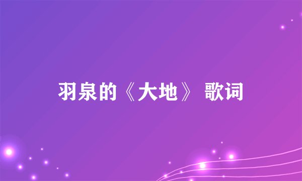 羽泉的《大地》 歌词