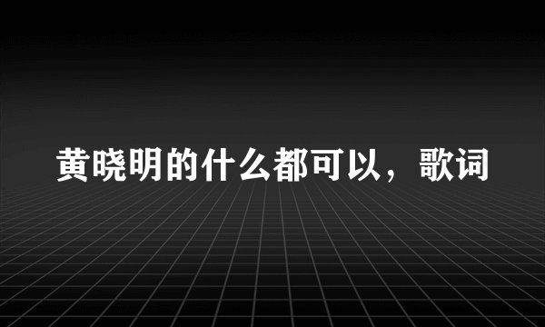 黄晓明的什么都可以，歌词