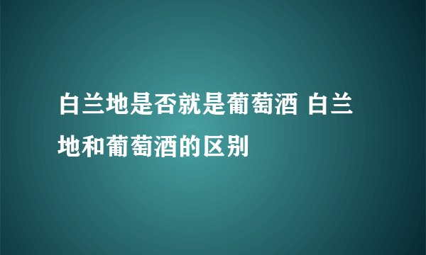 白兰地是否就是葡萄酒 白兰地和葡萄酒的区别
