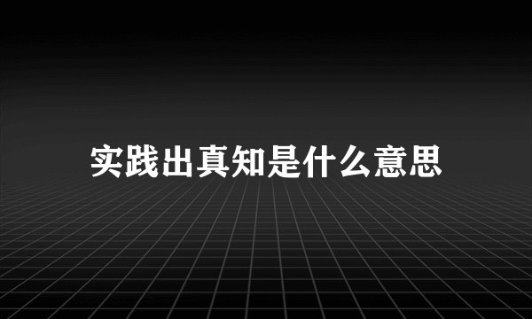 实践出真知是什么意思