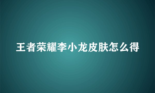 王者荣耀李小龙皮肤怎么得