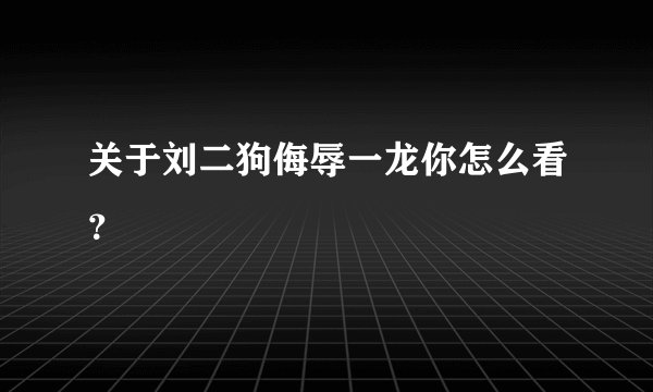 关于刘二狗侮辱一龙你怎么看？