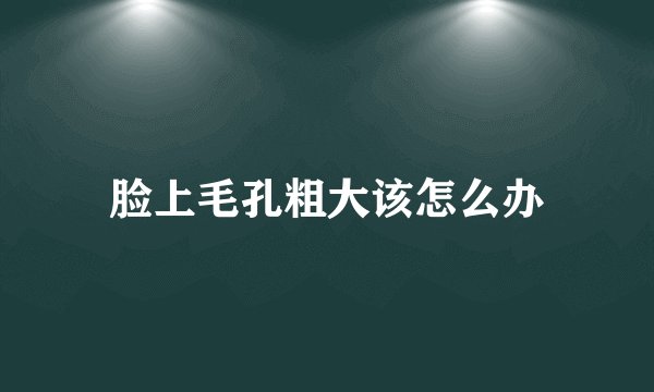 脸上毛孔粗大该怎么办