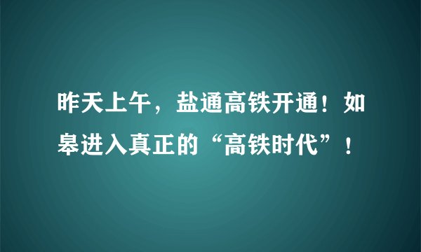 昨天上午,盐通高铁开通!如皋进入真正的“高铁时代”!