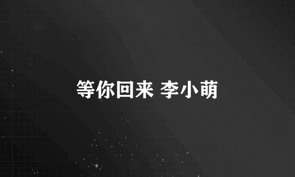 等你回来 李小萌