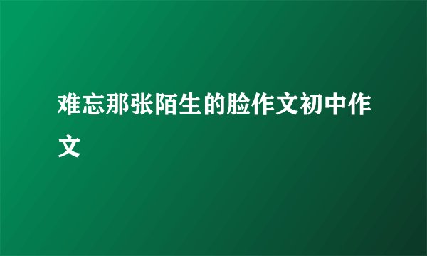 难忘那张陌生的脸作文初中作文