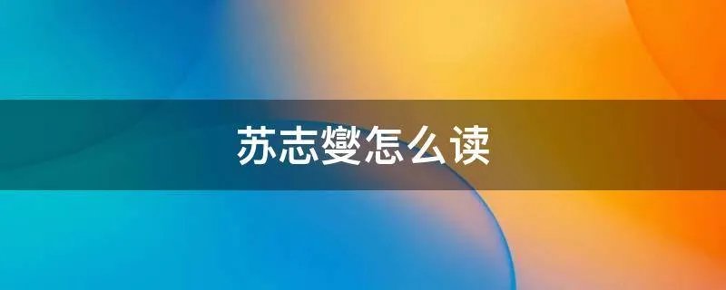 苏志燮怎么读