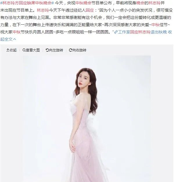 林志玲为什么缺席央视中秋晚会？
