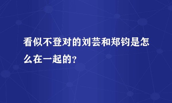 看似不登对的刘芸和郑钧是怎么在一起的？