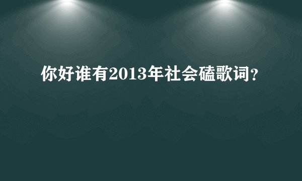 你好谁有2013年社会磕歌词？