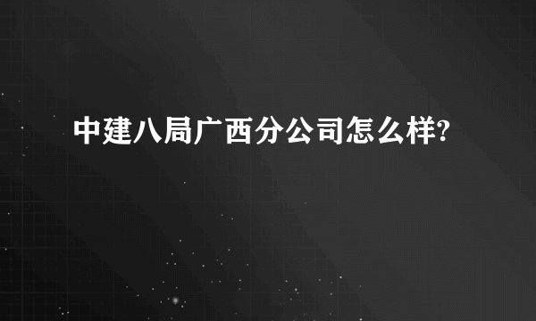 中建八局广西分公司怎么样?