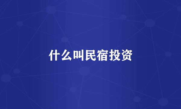 什么叫民宿投资