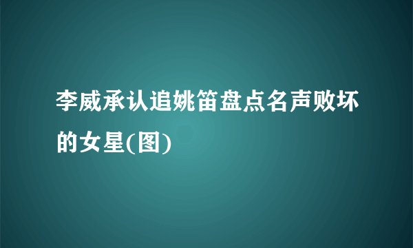 李威承认追姚笛盘点名声败坏的女星(图)