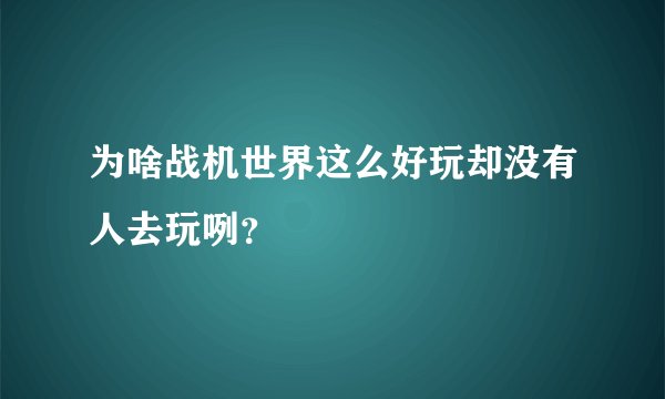 为啥战机世界这么好玩却没有人去玩咧？