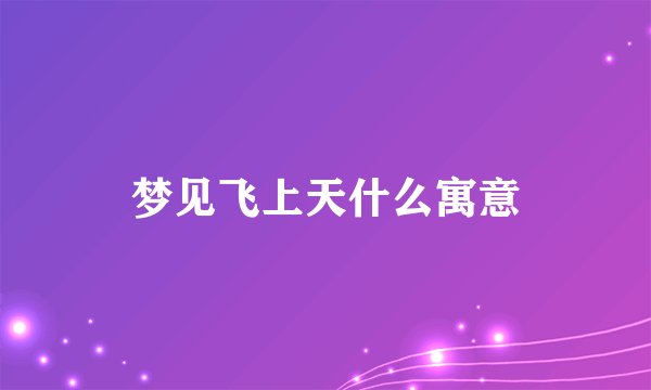 梦见飞上天什么寓意