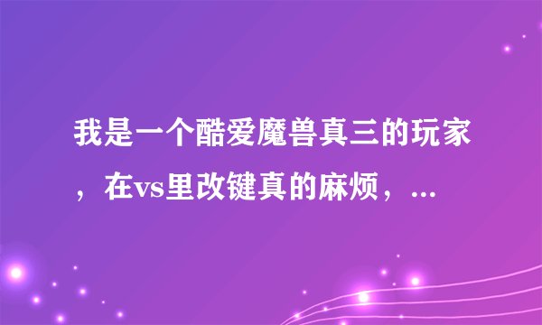 我是一个酷爱魔兽真三的玩家，在vs里改键真的麻烦，想问一个轻松改键的方法。。。