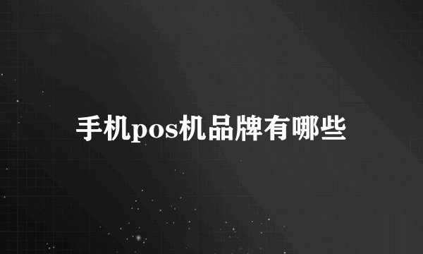 手机pos机品牌有哪些
