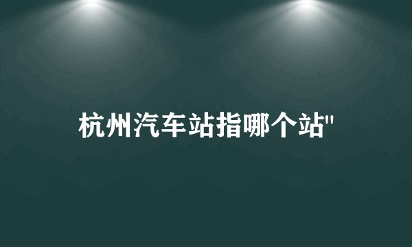 杭州汽车站指哪个站