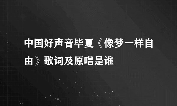 中国好声音毕夏《像梦一样自由》歌词及原唱是谁