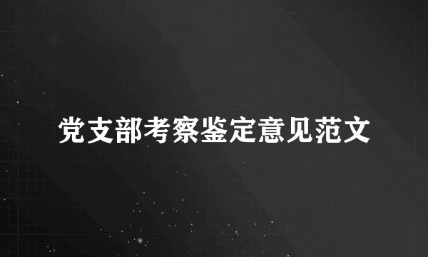 党支部考察鉴定意见范文