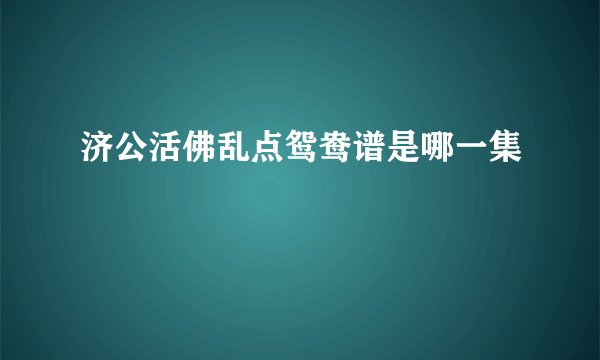 济公活佛乱点鸳鸯谱是哪一集
