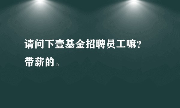 请问下壹基金招聘员工嘛？ 带薪的。