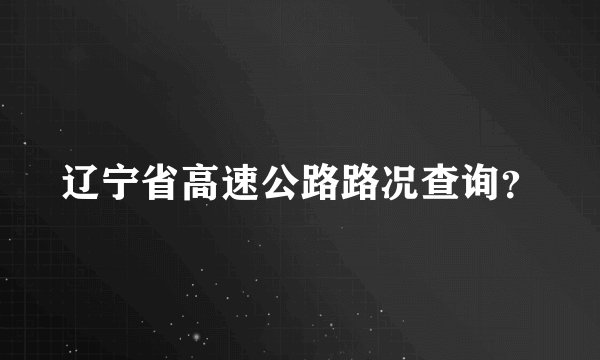 辽宁省高速公路路况查询？