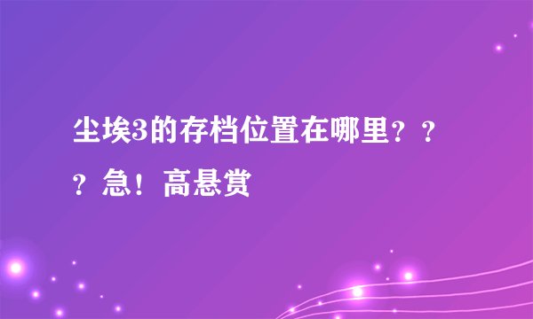 尘埃3的存档位置在哪里？？？急！高悬赏