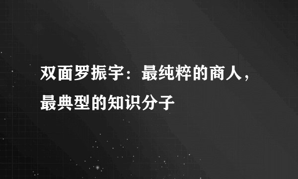 双面罗振宇：最纯粹的商人，最典型的知识分子