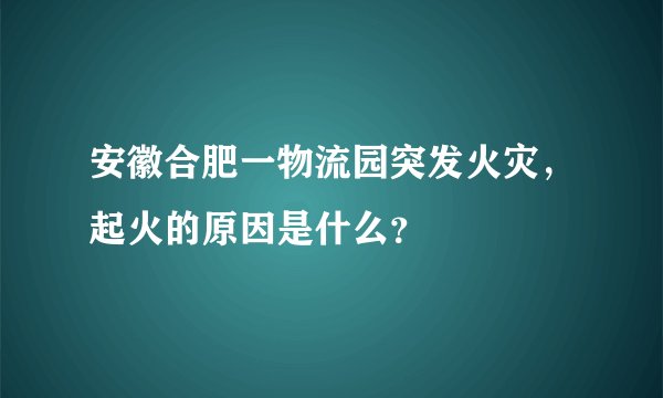 安徽合肥一物流园突发火灾，起火的原因是什么？