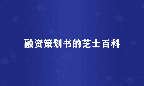 融资策划书的芝士百科