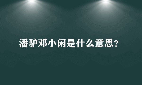 潘驴邓小闲是什么意思？