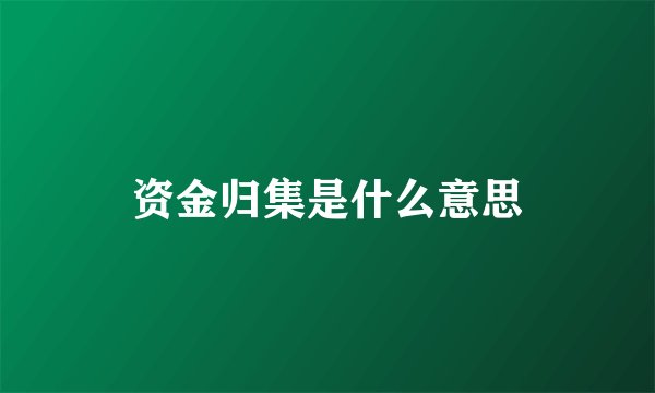 资金归集是什么意思
