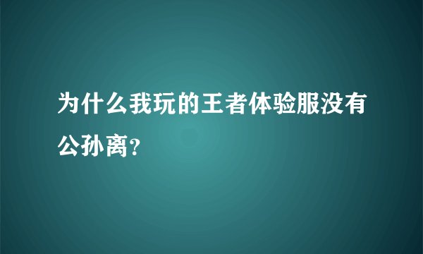 为什么我玩的王者体验服没有公孙离？