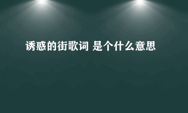 诱惑的街歌词 是个什么意思