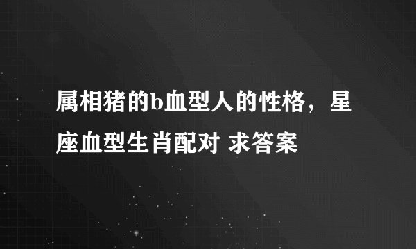 属相猪的b血型人的性格，星座血型生肖配对 求答案