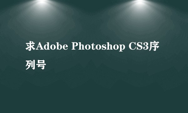 求Adobe Photoshop CS3序列号