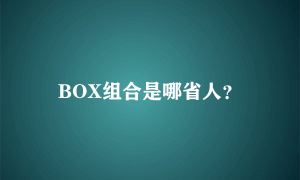 BOX组合是哪省人？