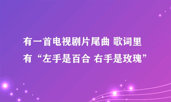 有一首电视剧片尾曲 歌词里有“左手是百合 右手是玫瑰”