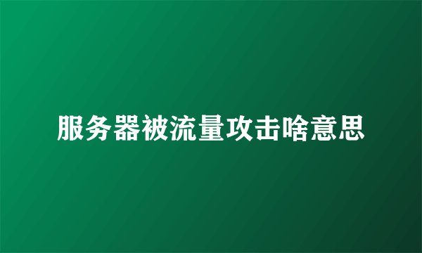 服务器被流量攻击啥意思
