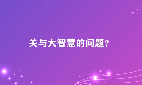 关与大智慧的问题？