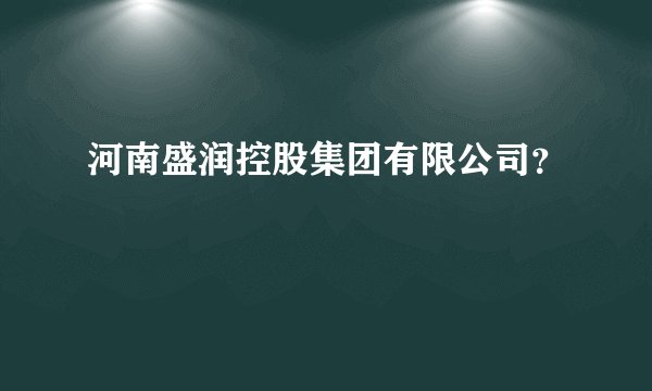 河南盛润控股集团有限公司？