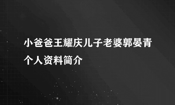 小爸爸王耀庆儿子老婆郭晏青个人资料简介