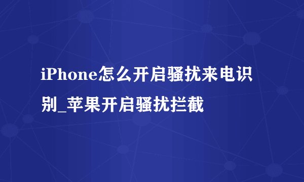 iPhone怎么开启骚扰来电识别_苹果开启骚扰拦截