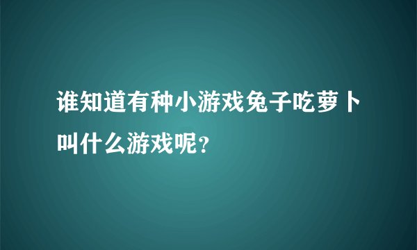 谁知道有种小游戏兔子吃萝卜叫什么游戏呢？