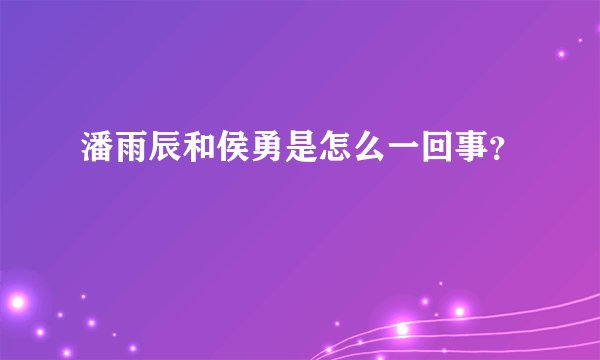 潘雨辰和侯勇是怎么一回事？