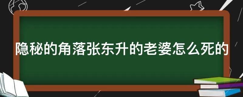 隐秘的角落张东升的老婆怎么死的