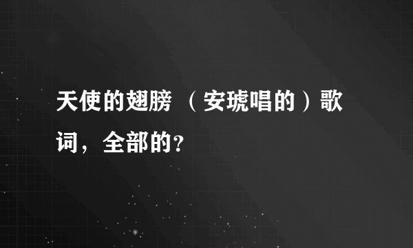 天使的翅膀 （安琥唱的）歌词，全部的？