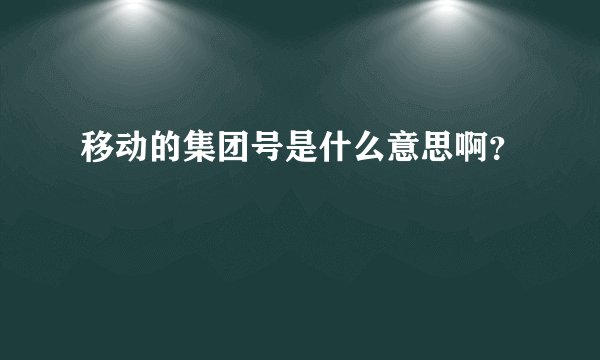 移动的集团号是什么意思啊？